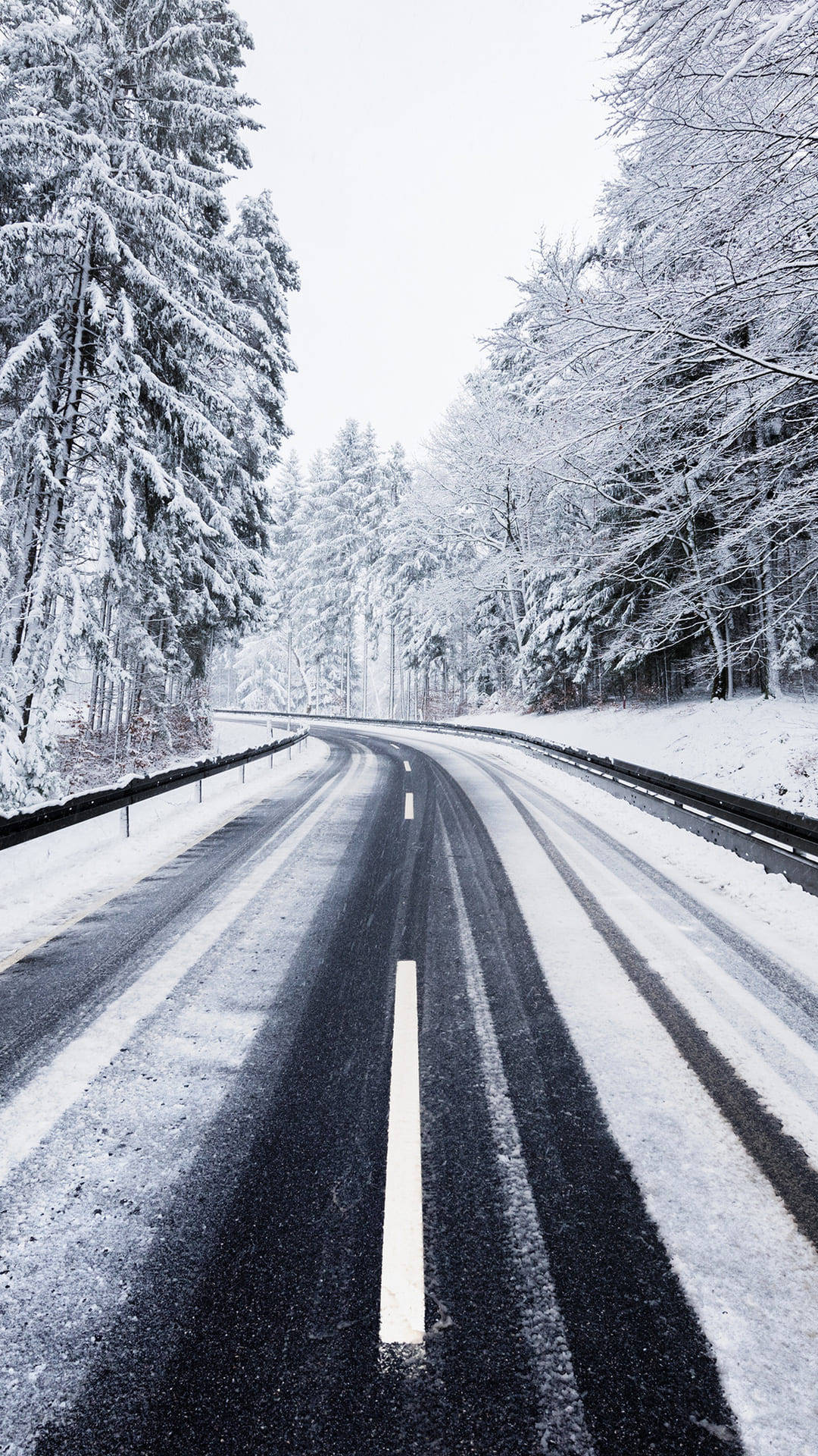 Long White Road Winter iPhone Wallpaper