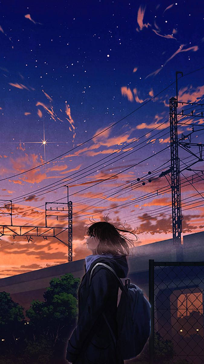 Looking At Sky Anime Aesthetic Sunset