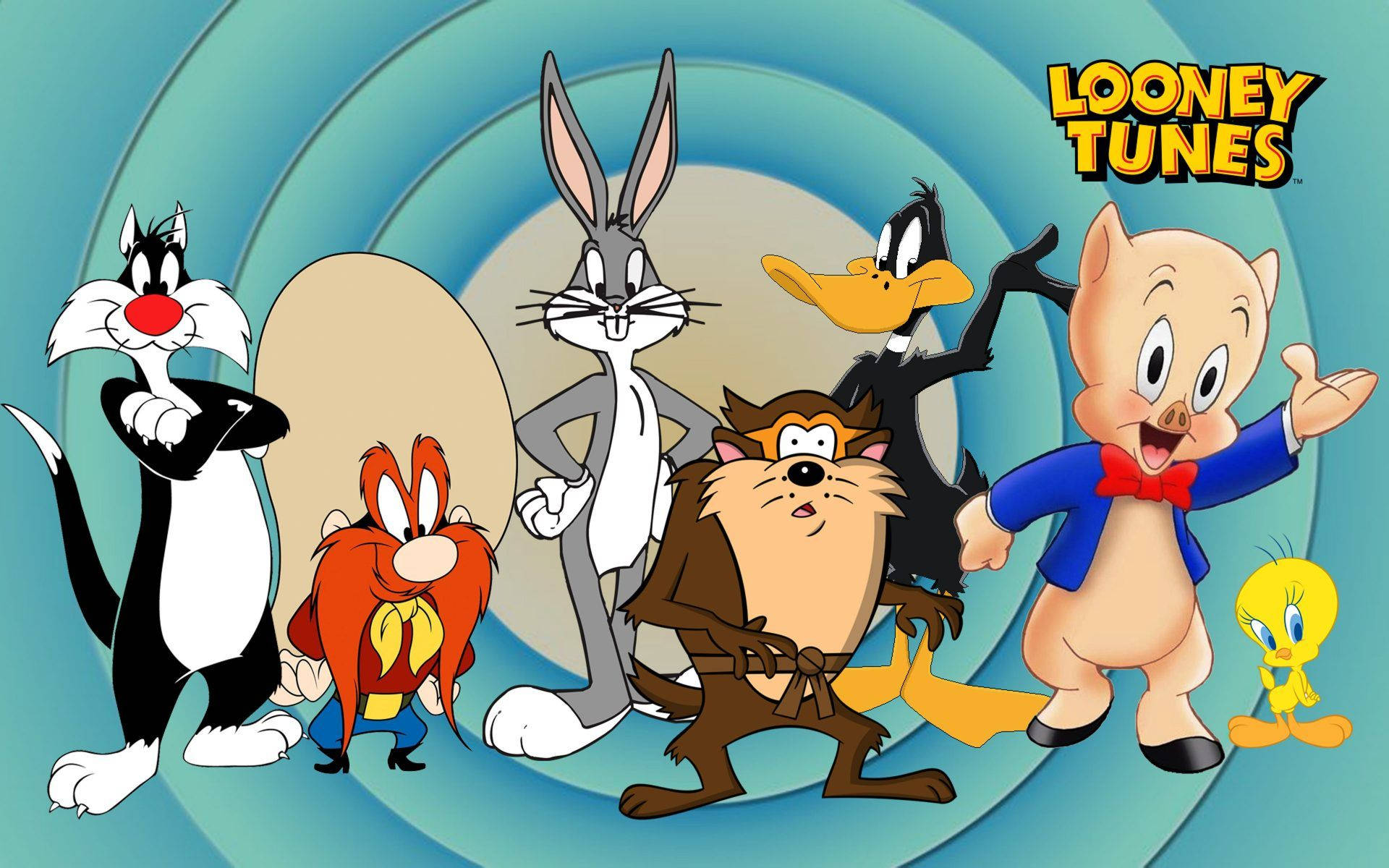 Looney Tunes Character Sylvester The Cat Yosemite Sam Bugs Bunny Tasmanian Devi Daffy Duck Porky Pig Tweety Bird Desktop Hd Wallpaper