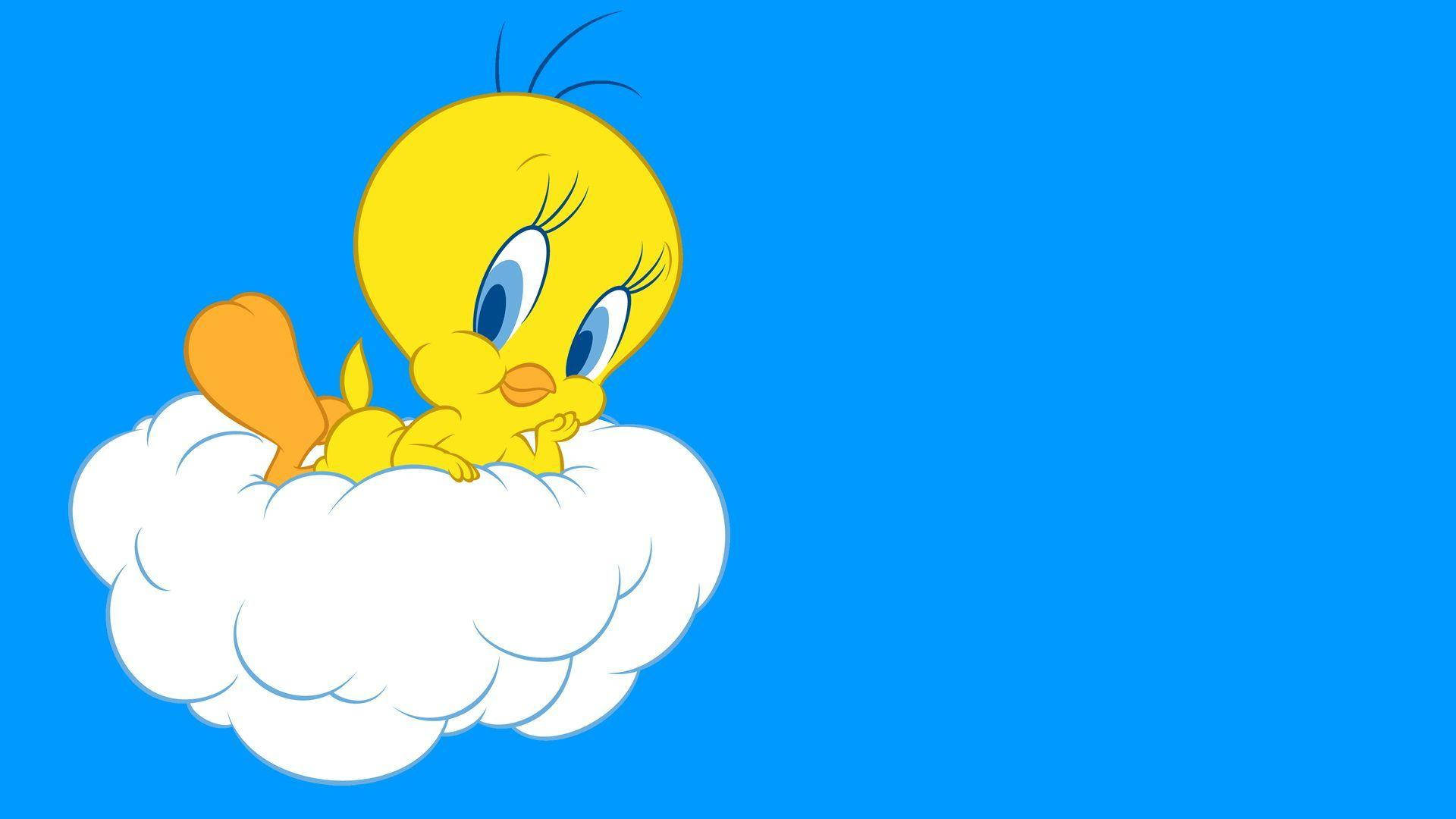 Looney Tunes Tweety On A Cloud Background