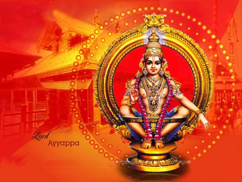Lord Ayyappa On Temple Tinted With Orange Wallpaper