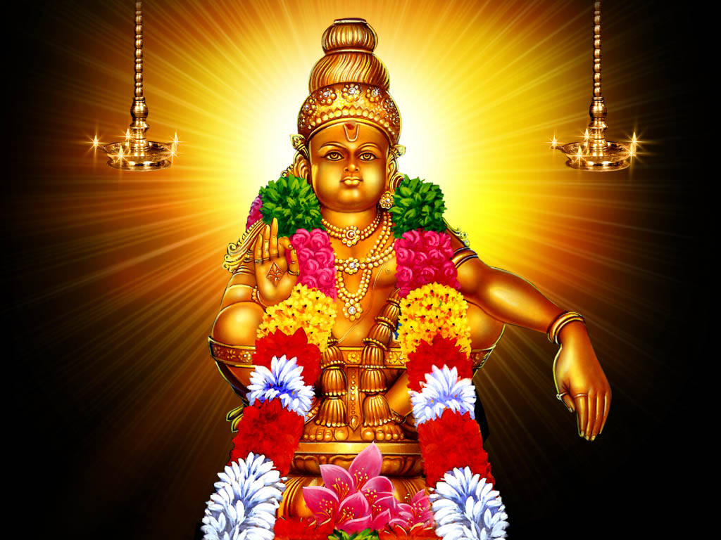 Lord Ayyappa With Candles Wallpaper