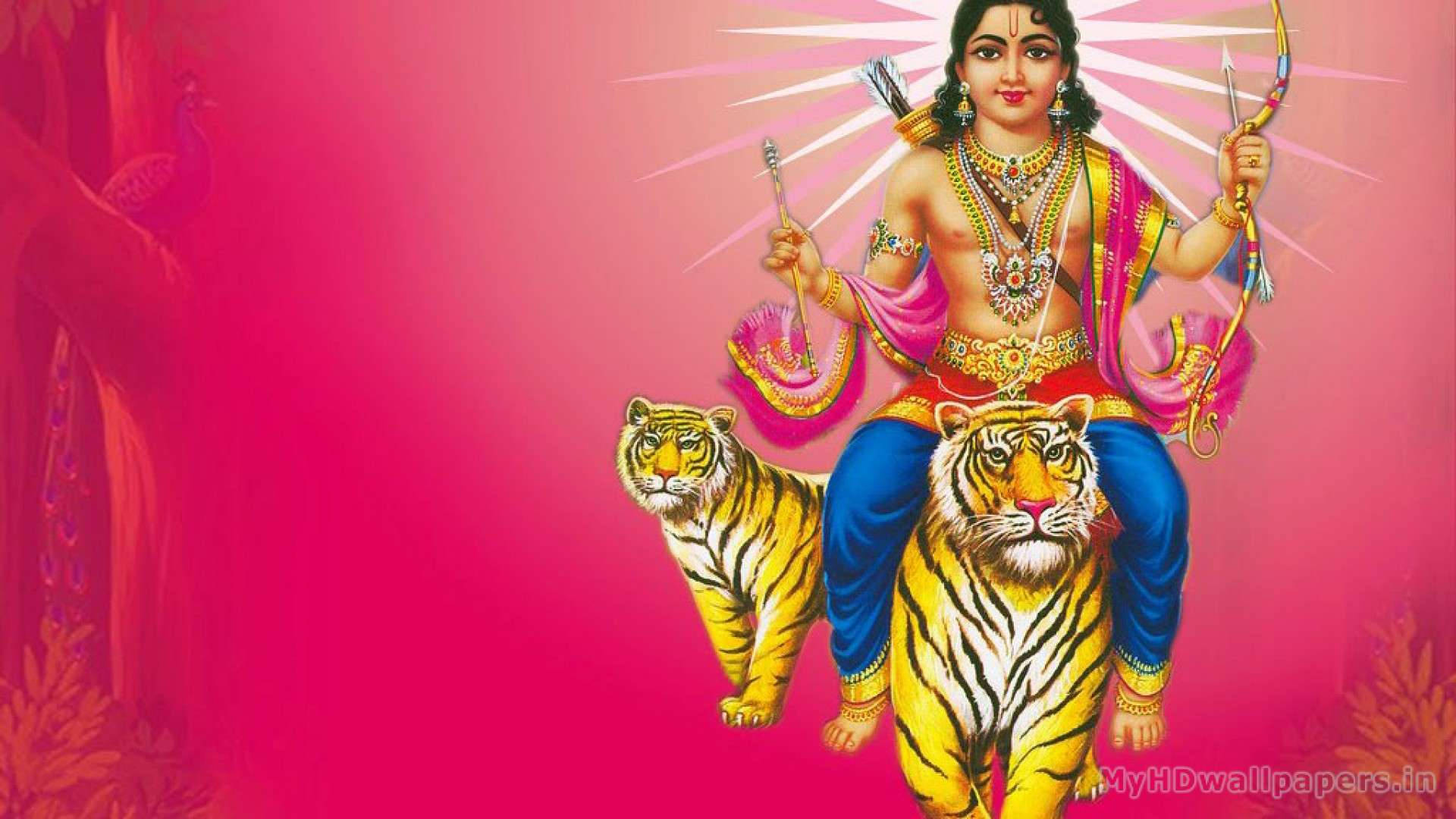 Lord Ayyappan On Tigers Background