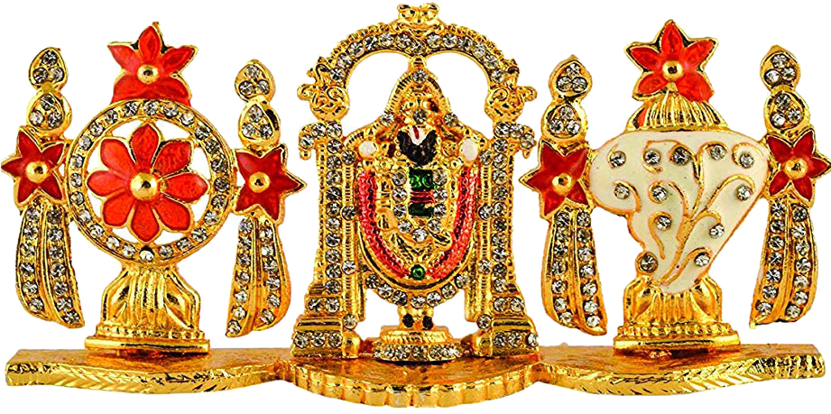 Lord Balaji Idolwith Floral Designs PNG