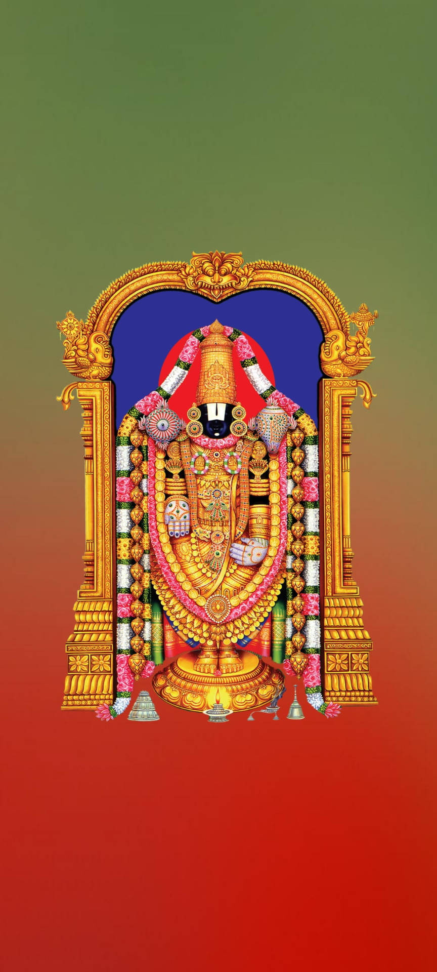 Lord Balaji With Golden Arch Wallpaper