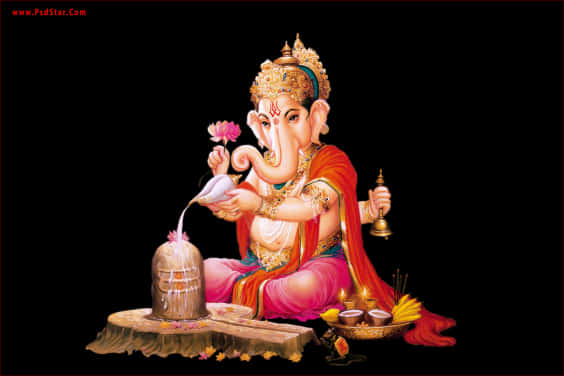 Lord Ganesh Abhishekam Ritual PNG