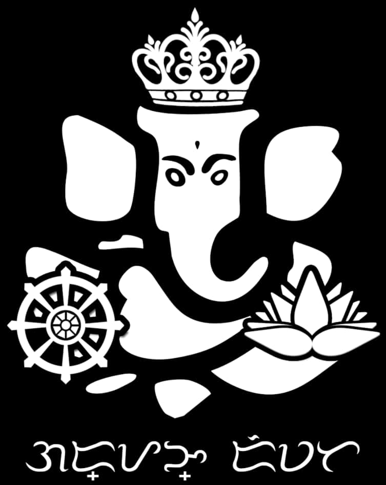 Lord Ganesh Blackand White Graphic PNG