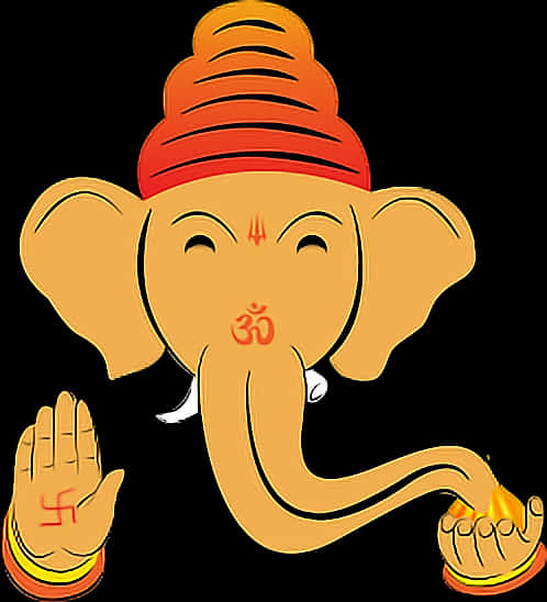 Lord Ganesh Cartoon Illustration PNG