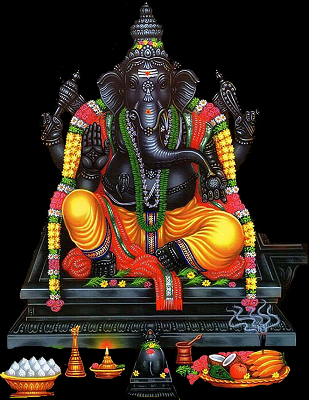 Lord Ganesh Colorful Artwork PNG