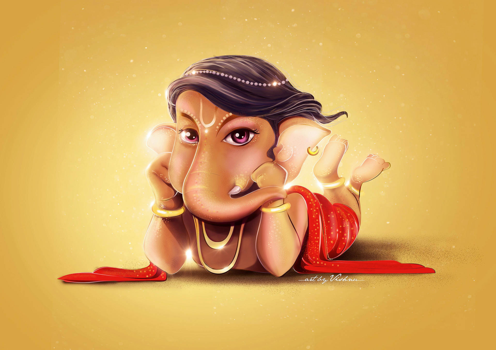 Lord Ganesh Desktop Graphic Art Wallpaper
