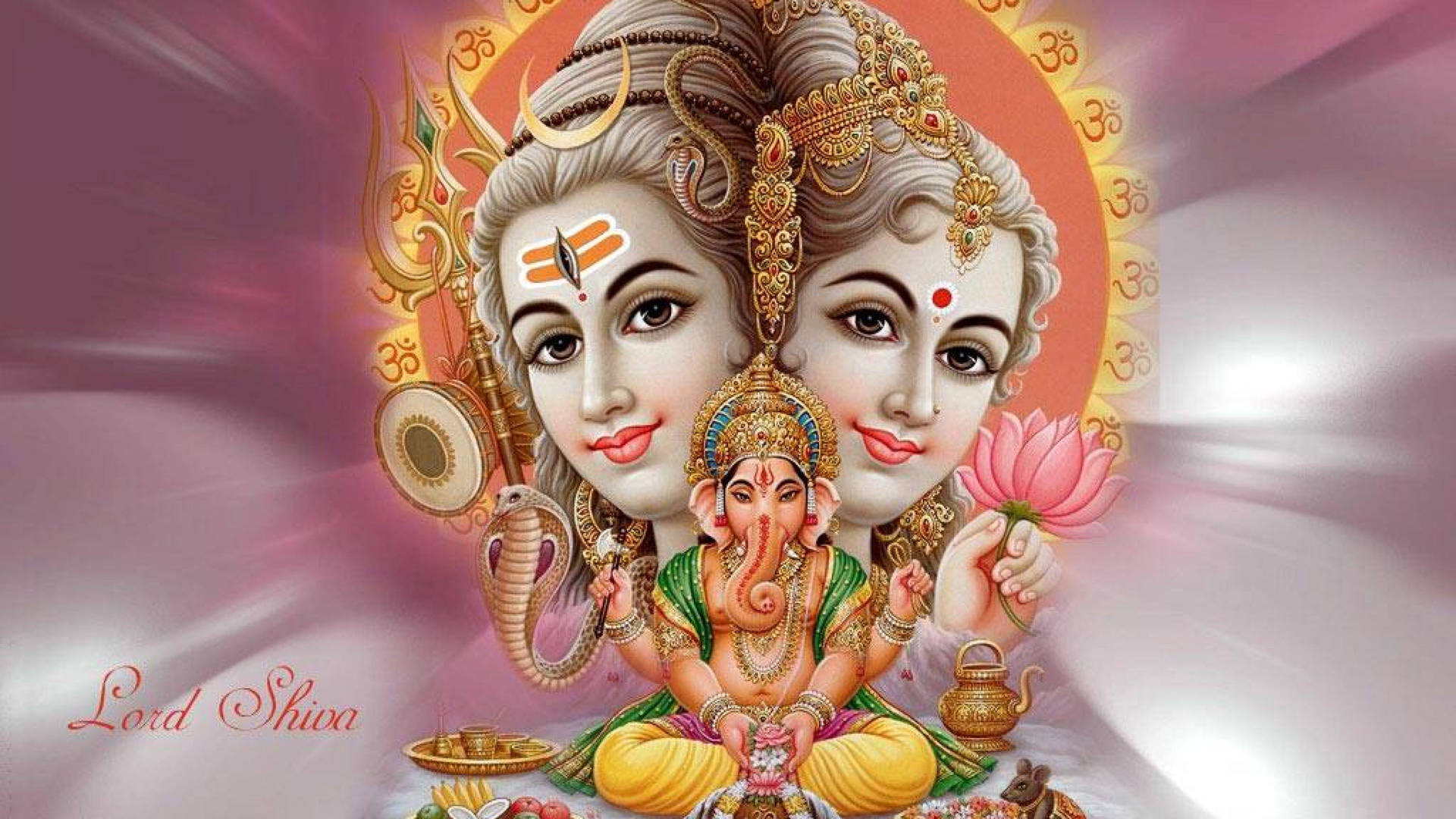 Lord Ganesh Goddess Parvati And Lord Shiva 8k