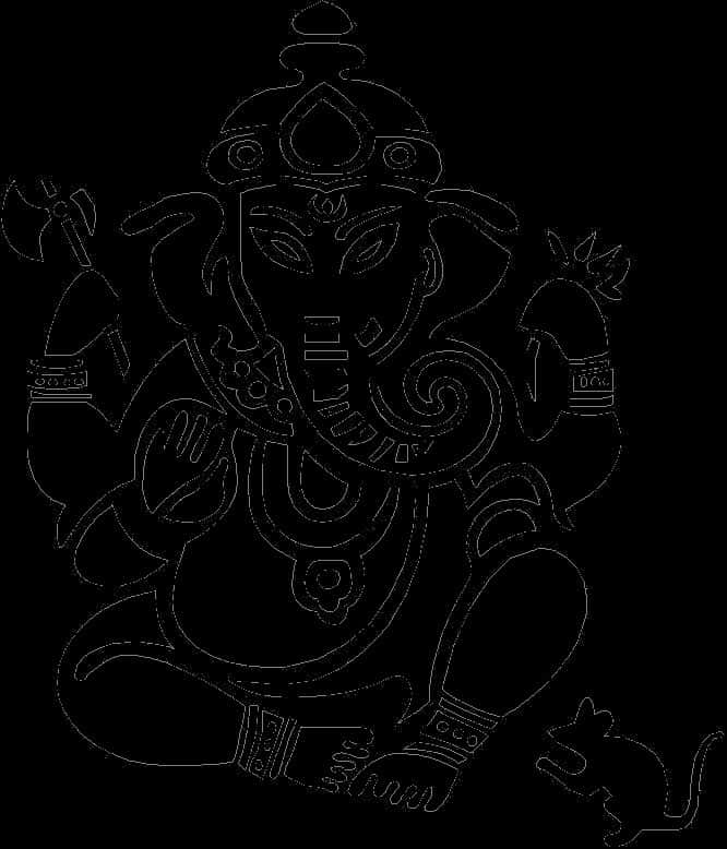 Lord Ganesh Outline Art PNG