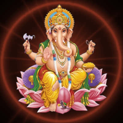 Lord Ganesh Seatedon Lotus PNG