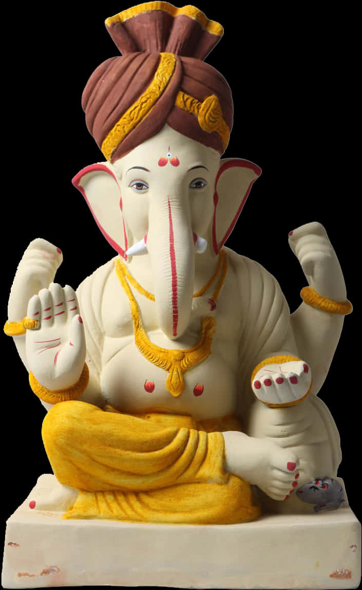 Lord Ganesh Statue Traditional Attire PNG