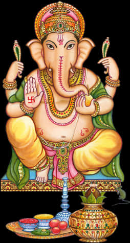 Lord Ganesh Traditional Artwork PNG