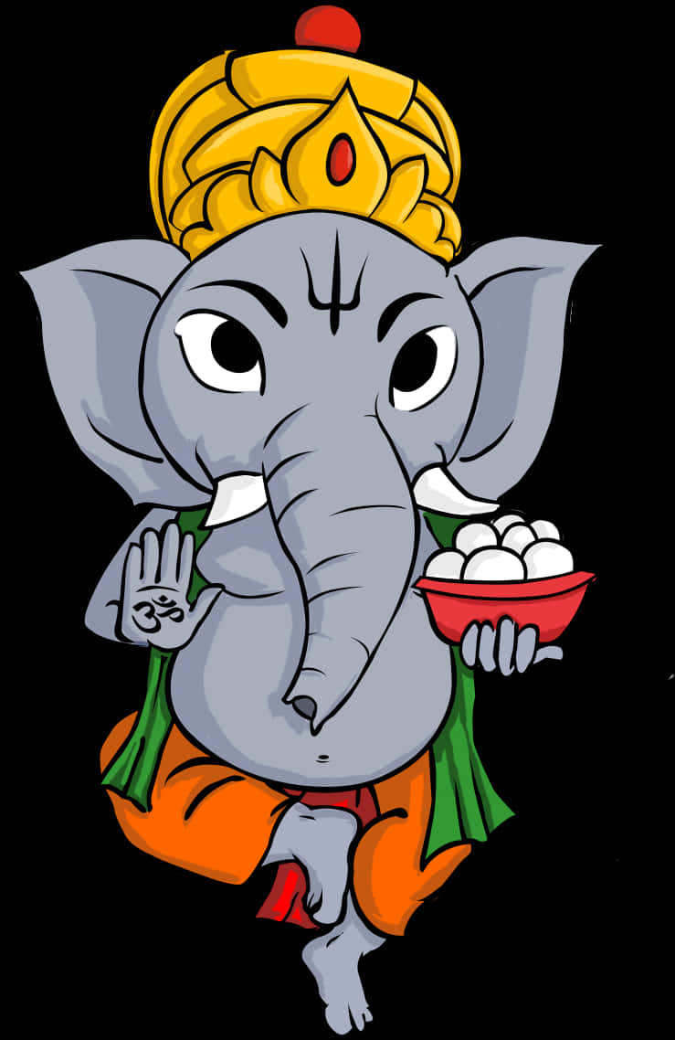 Lord Ganesha Cartoon Illustration PNG