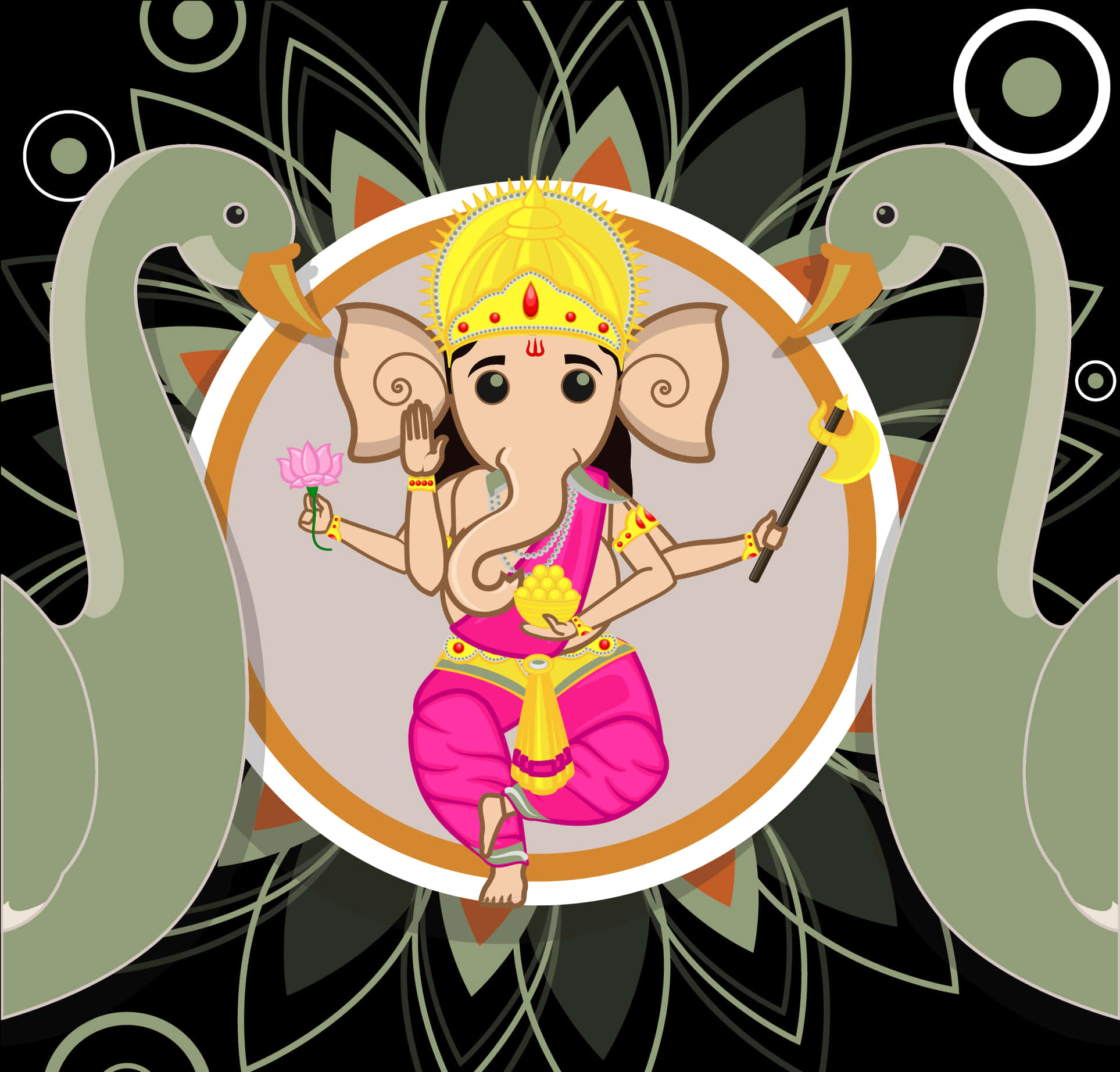 Lord Ganesha Cartoon Illustration PNG