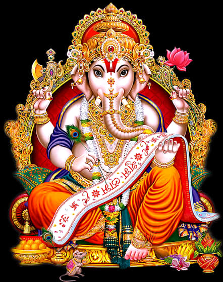 Lord Ganesha Colorful Artwork PNG