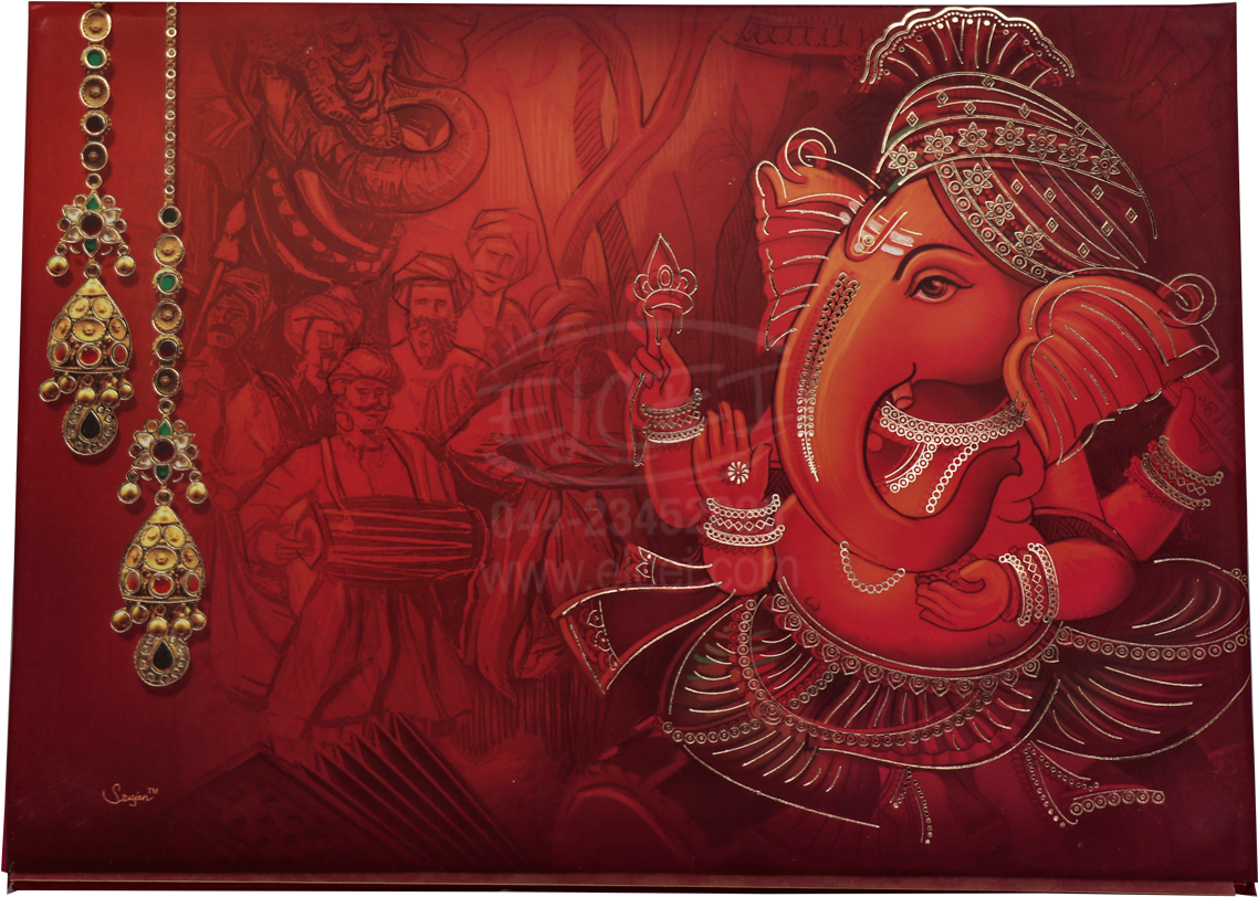 Lord Ganesha Hindu Wedding Invitation Artwork PNG