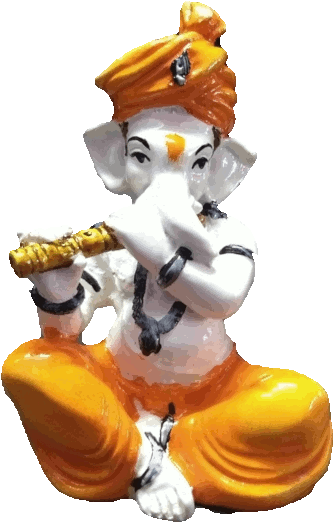 Lord Ganesha Playing Flute Statue PNG