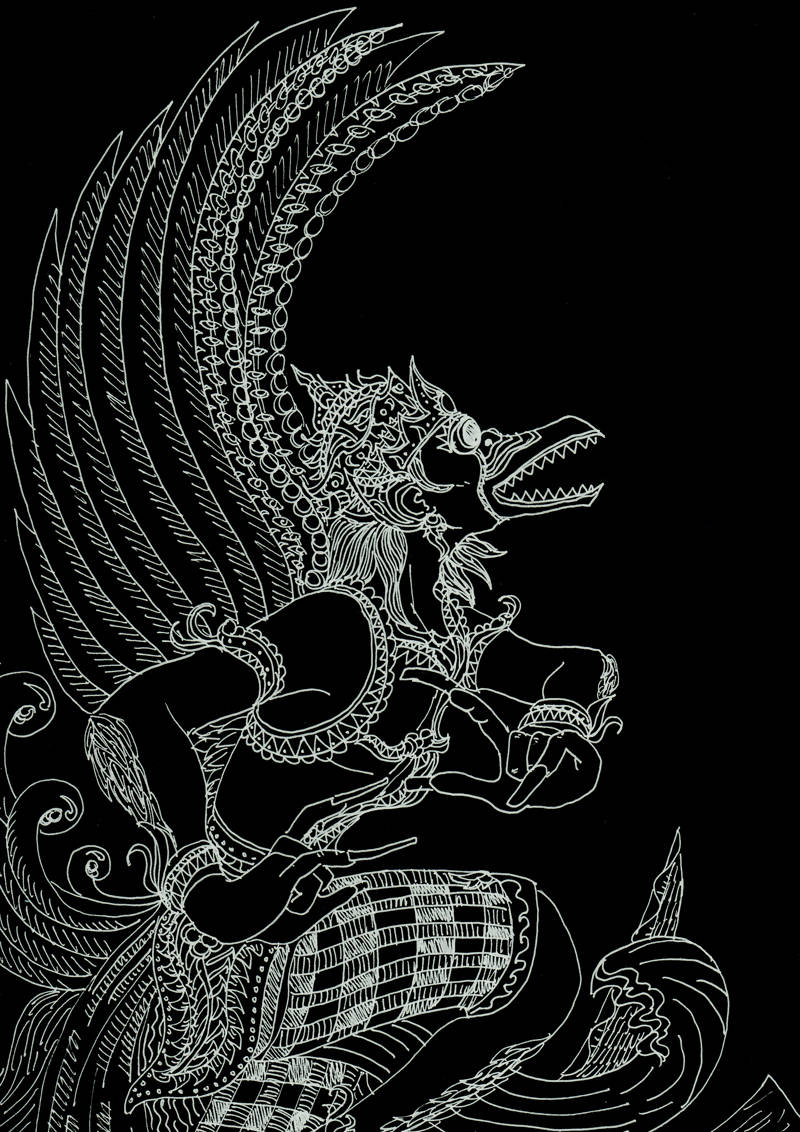 Lord Garuda Line Artwork Wallpaper