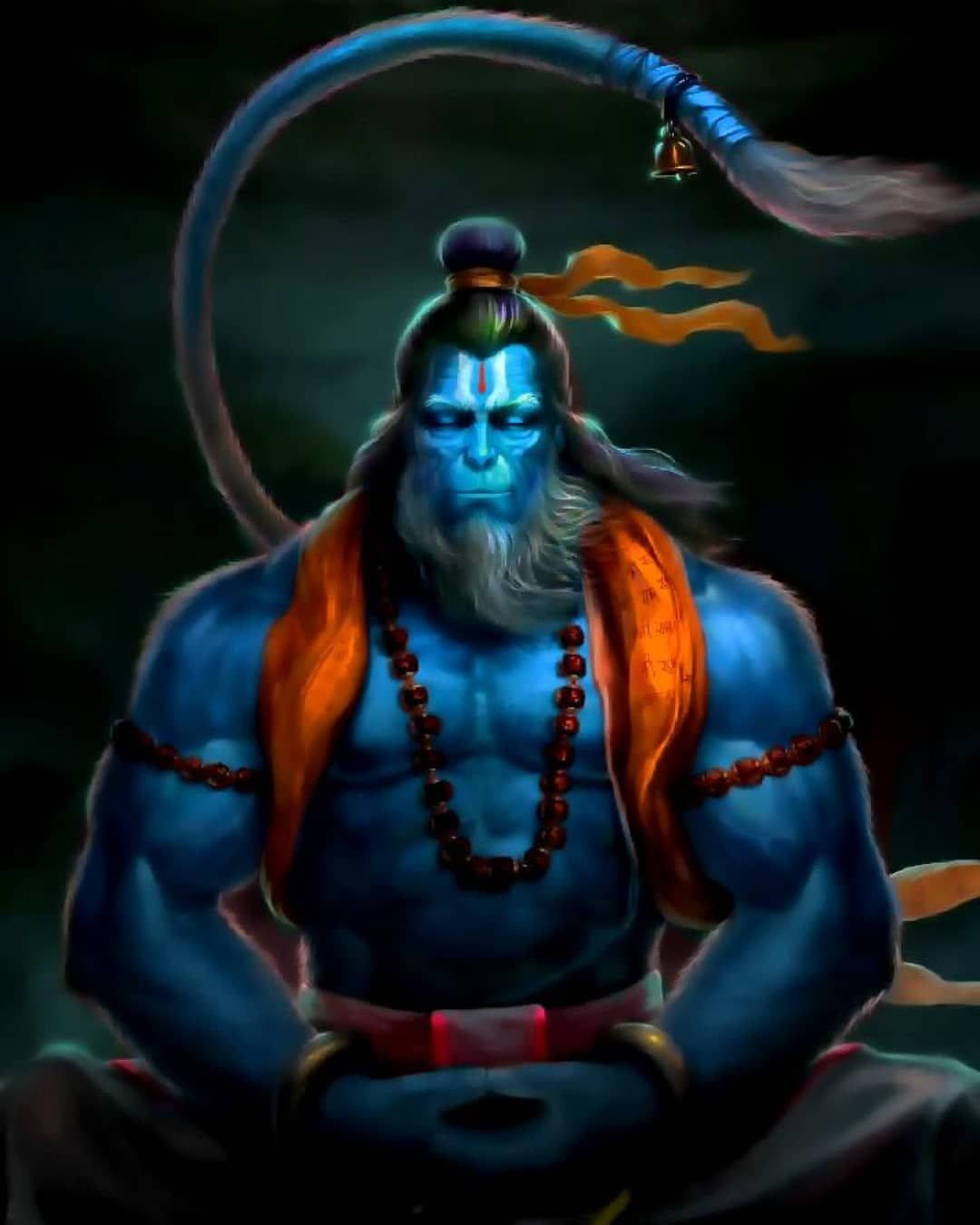 Lord Hanuman 3d Blå Hud Wallpaper
