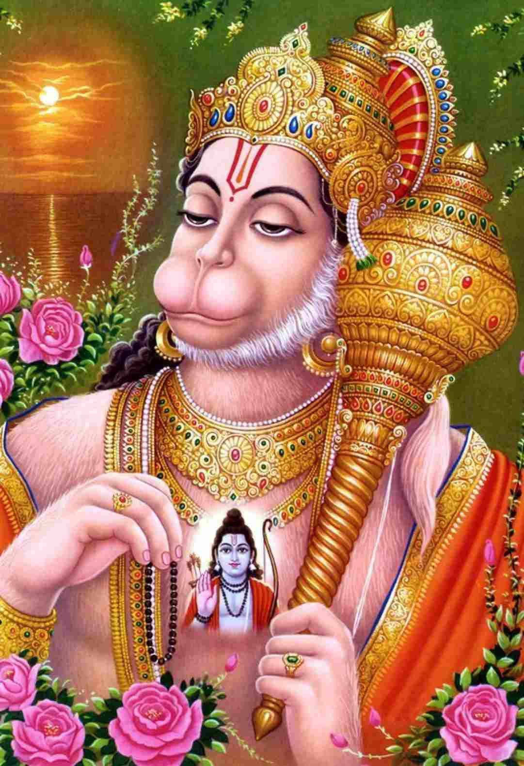 Lord Hanuman 3d Gold Gada Wallpaper