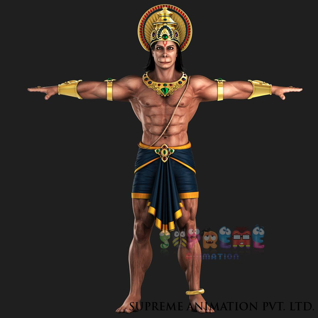 Lord Hanuman 3D Udstrakte Arme Tapet Tapet Vægbeklædning Wallpaper