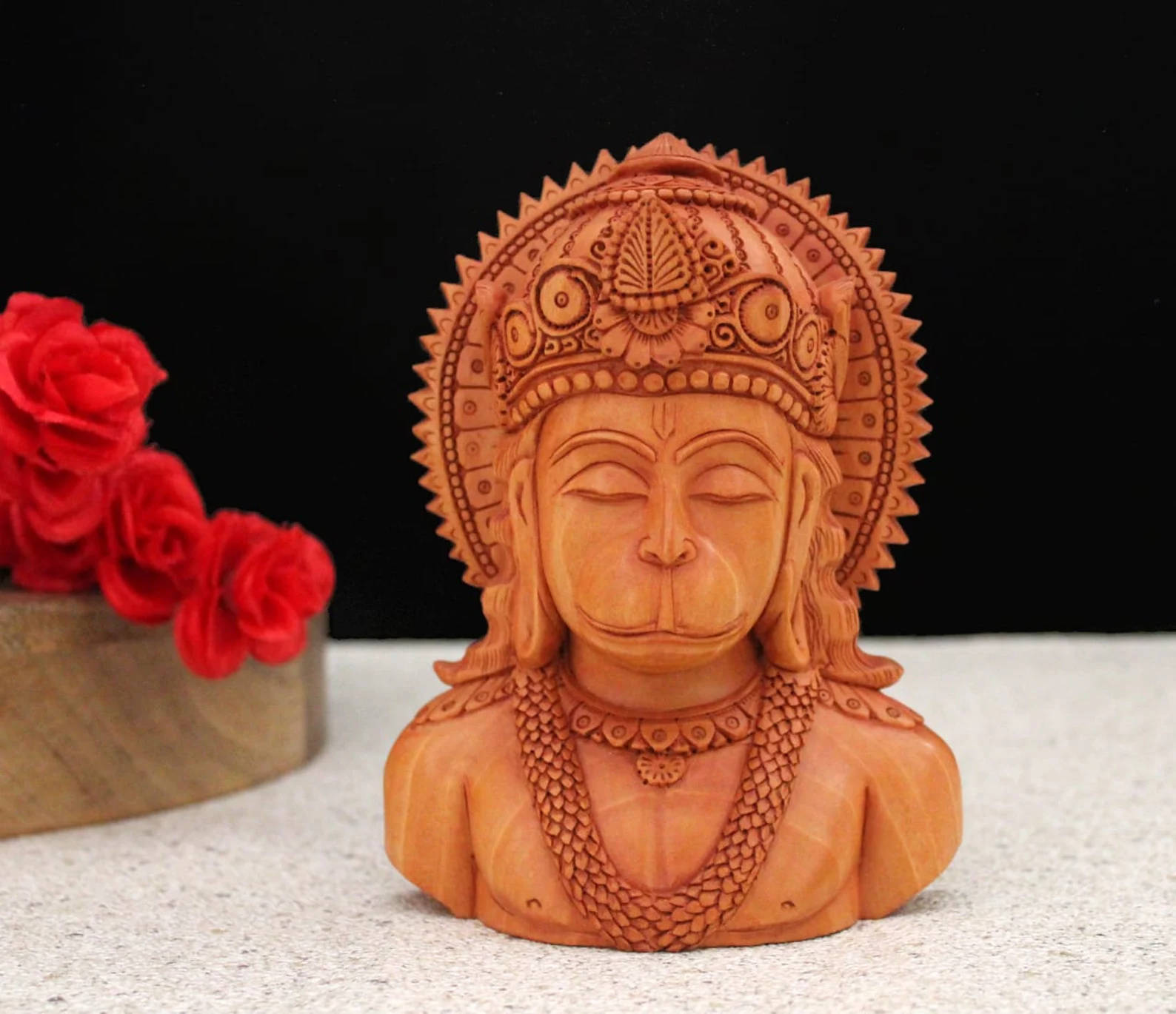 Lord Hanuman 3D Wood Skulptur Tapet Wallpaper