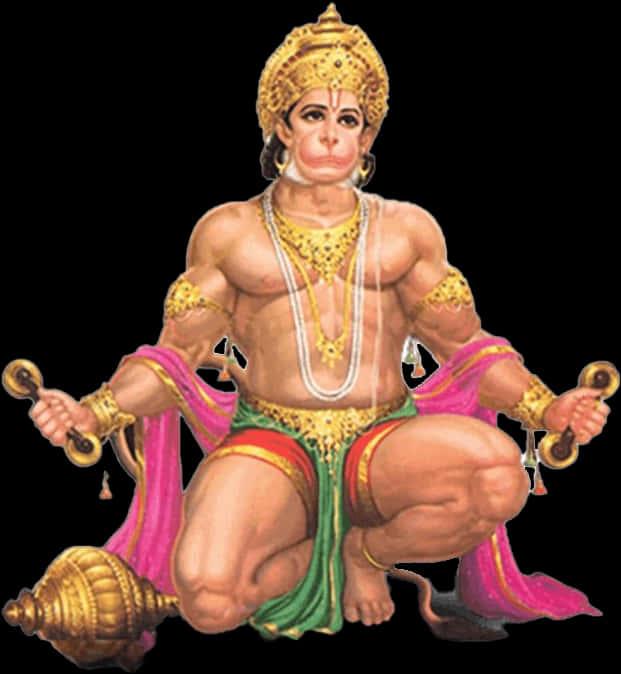 Lord Hanuman Sitting Pose PNG