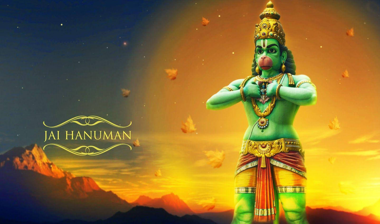 Lord Hanuman Standing Over Mountains Hd Wallpaper