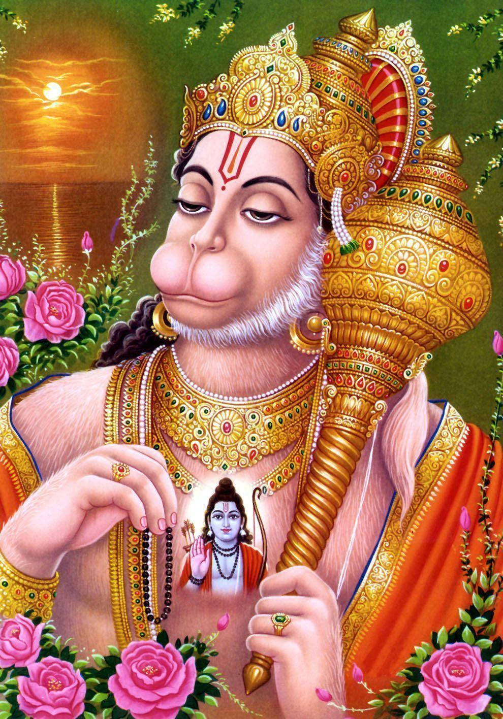 Lord Hanuman With Rama On Chest Hd Wallpaper