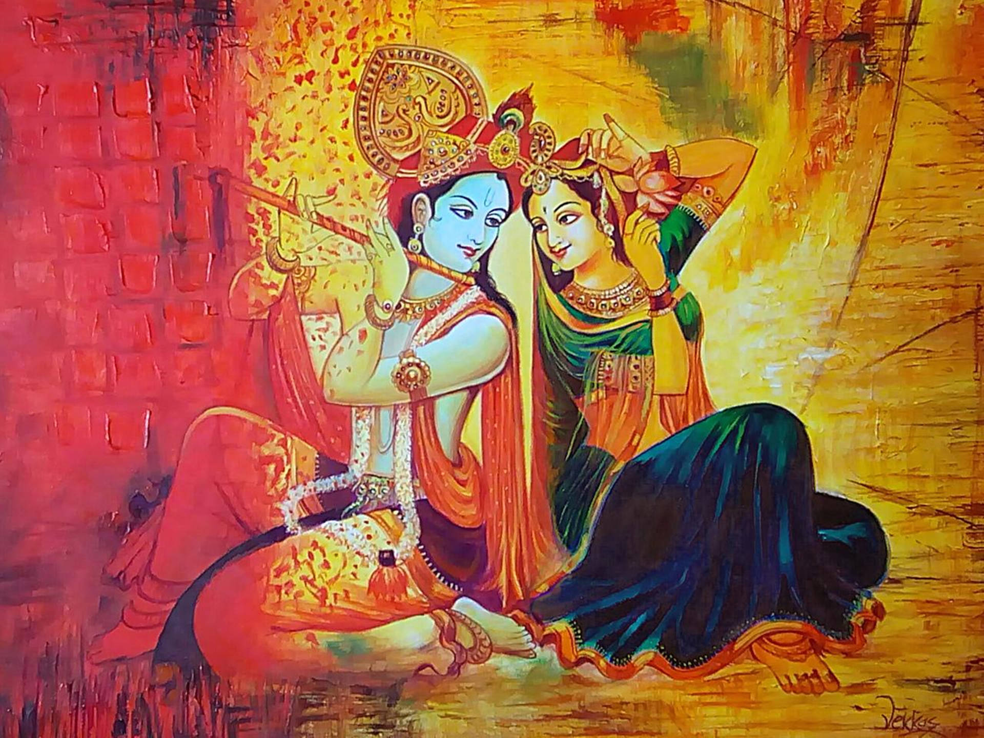 Lord Krishna 4k And Lady Radha Abstract Graphic Art Wallpaper
