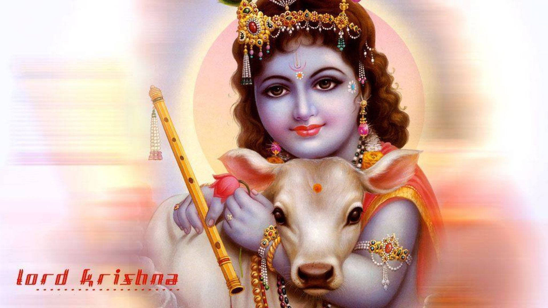 Herre Krishna 4K Navaratna Smykker Telefon Tapet Wallpaper