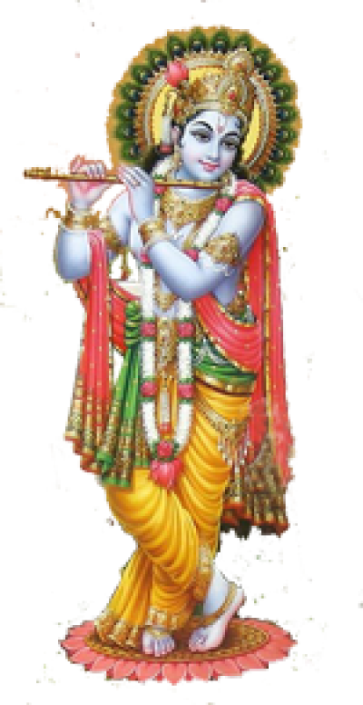 Lord Krishna Flute Adorned Statue PNG