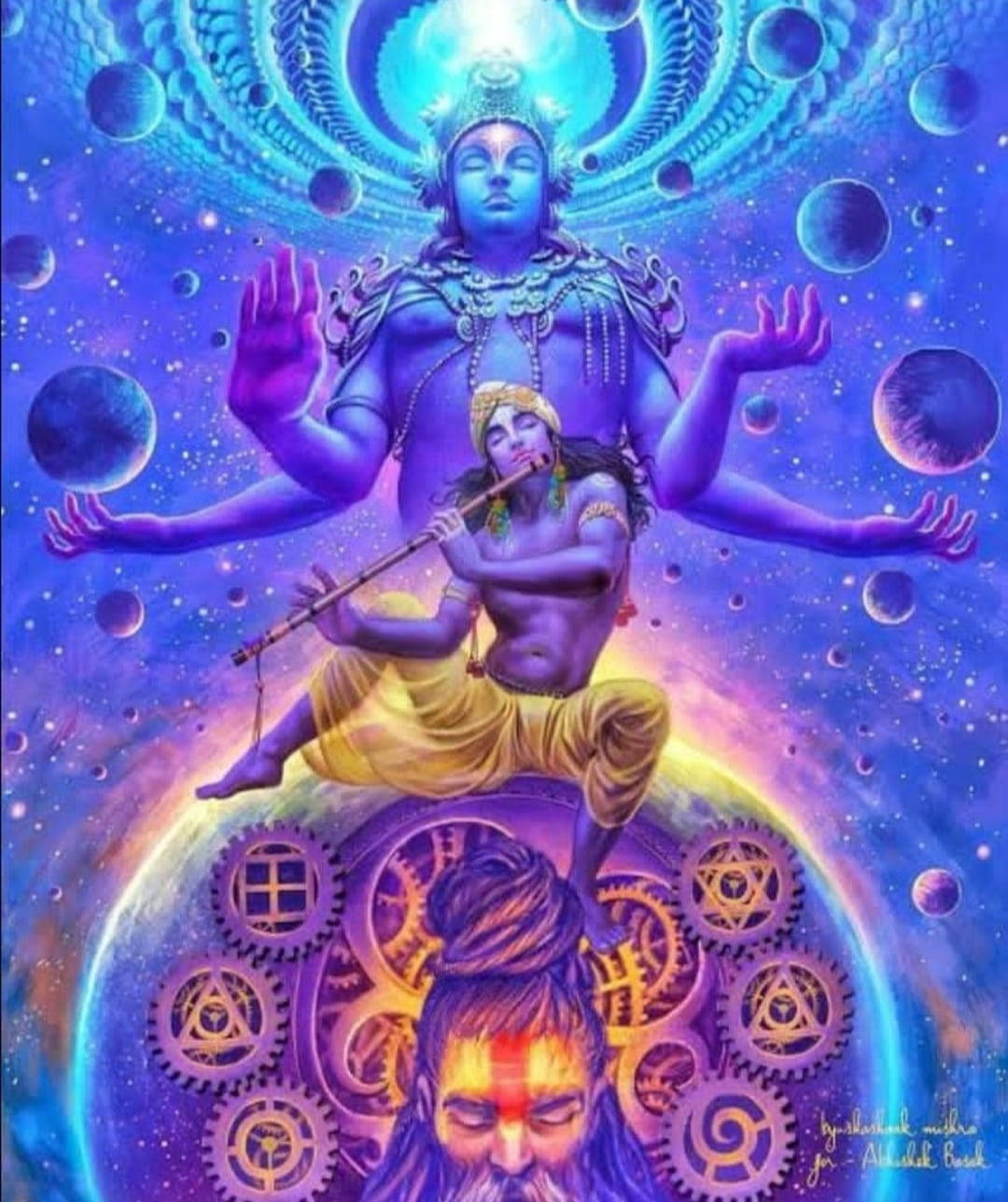 Lord Krishna Ji i Galaksietema Tapet Wallpaper