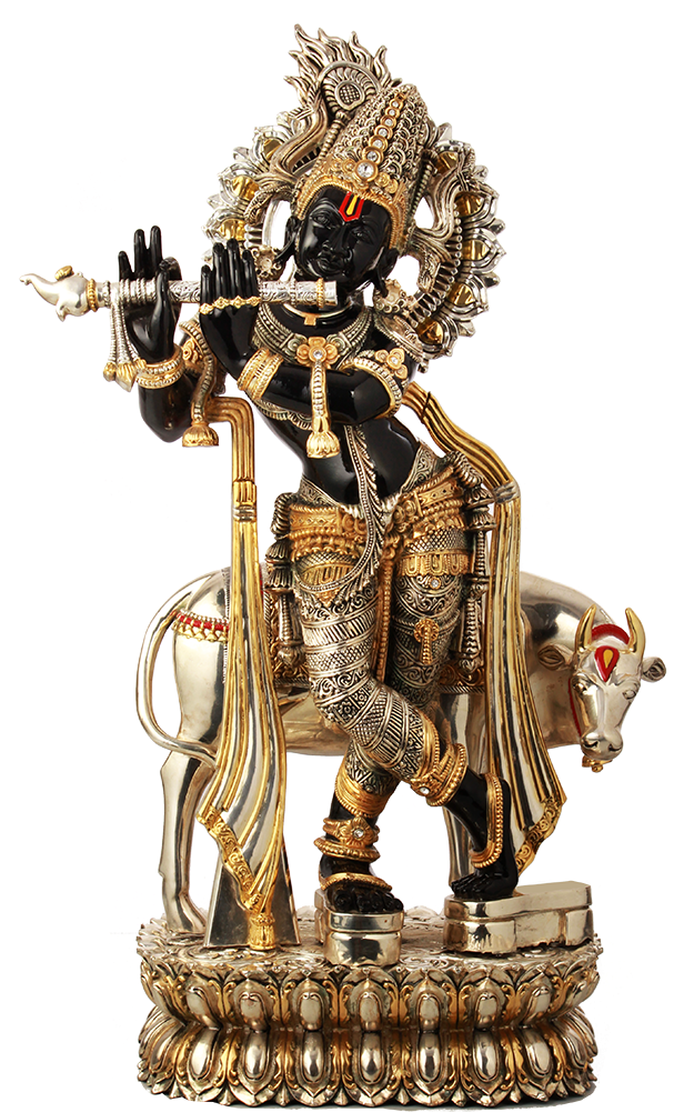 Lord Krishna Statueon Cow PNG