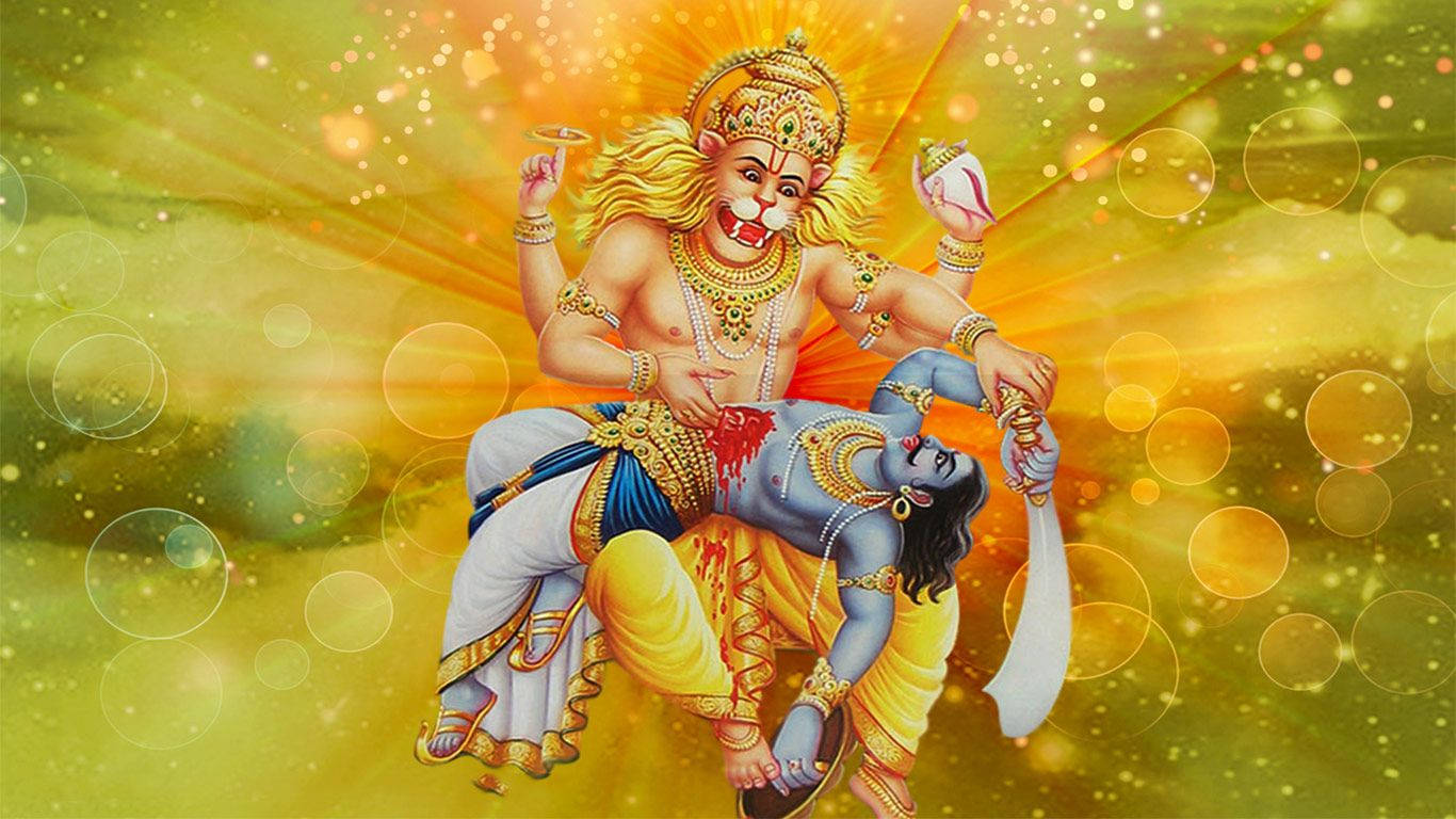 Lord Lakshmi Narasimha Bleeding God Wallpaper