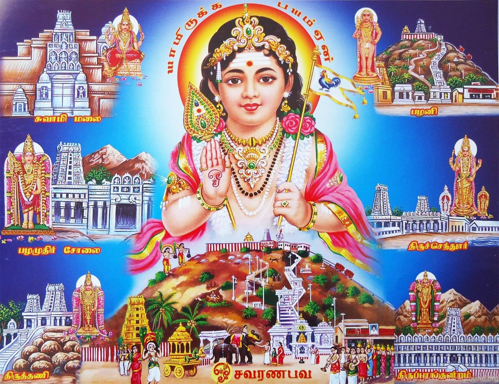 Lord Murugan 4k Above Mountain With Temples