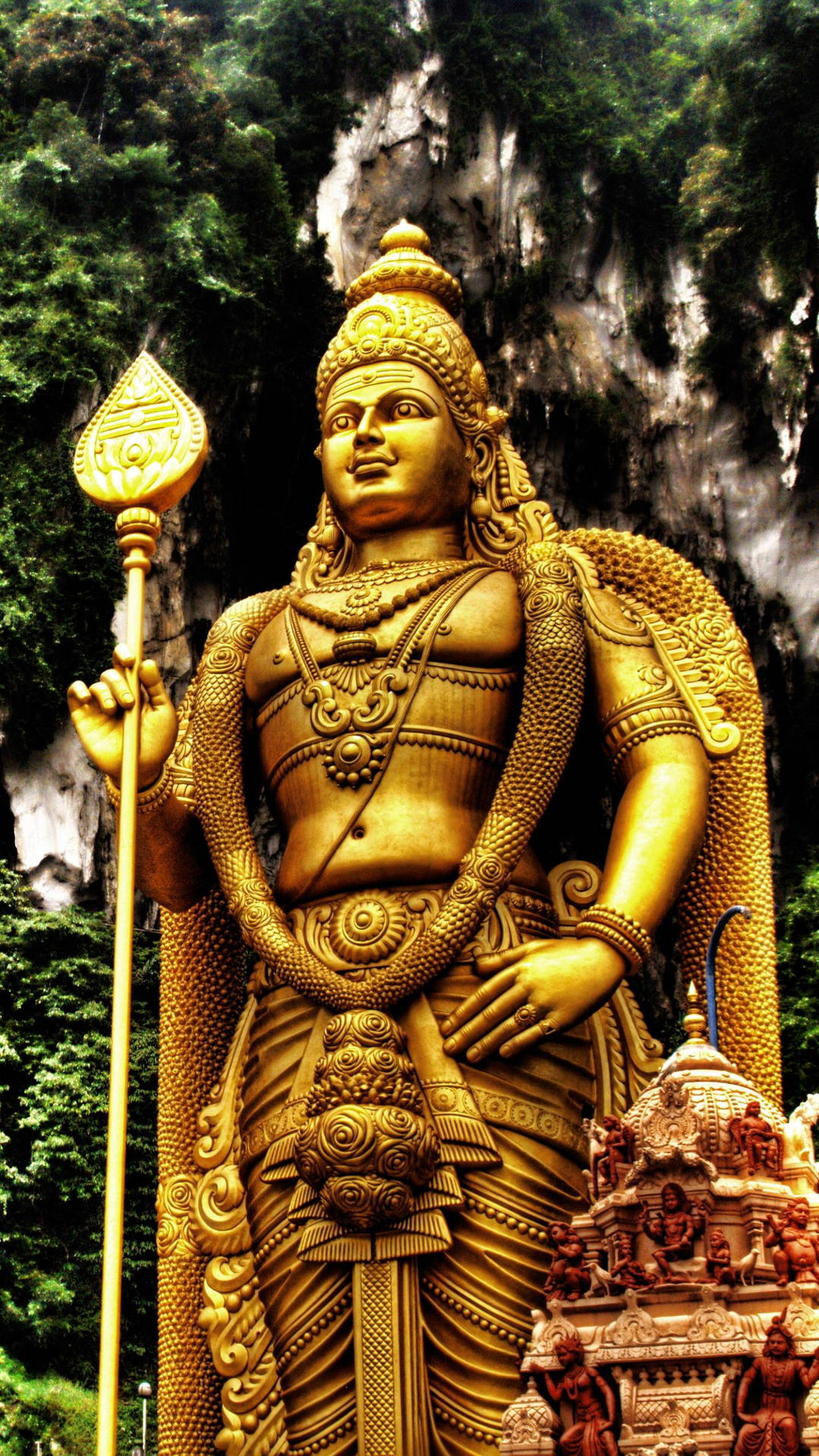 Lord Murugan 4k Golden Statue Portrait