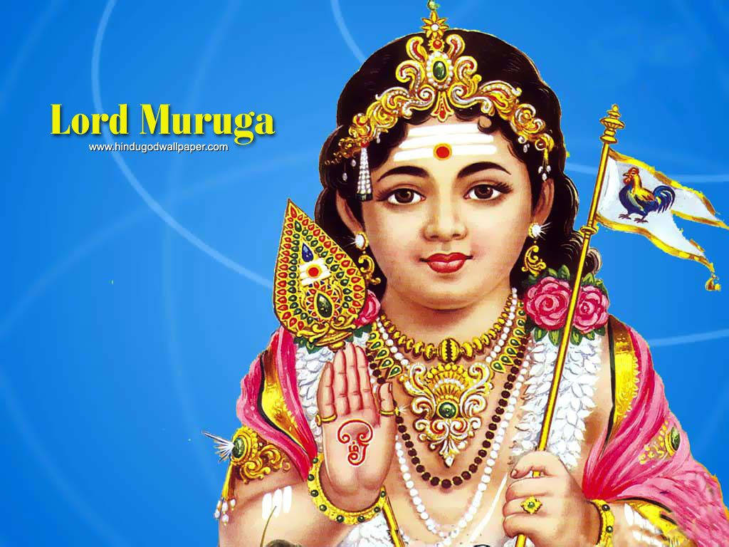 Lord Murugan Holding White Flag Picture