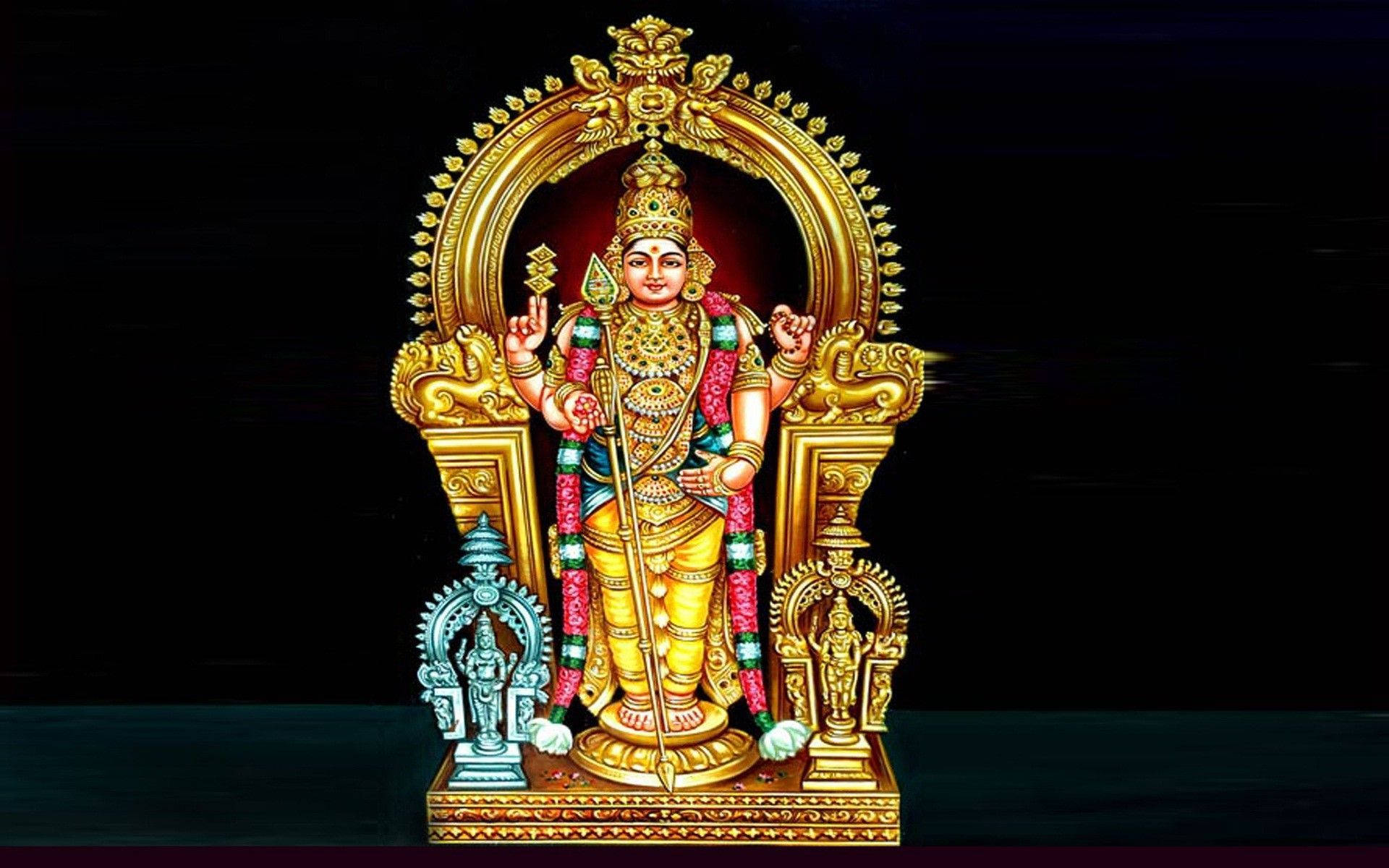Lord Murugan Statue With Four Hands Wallpaper