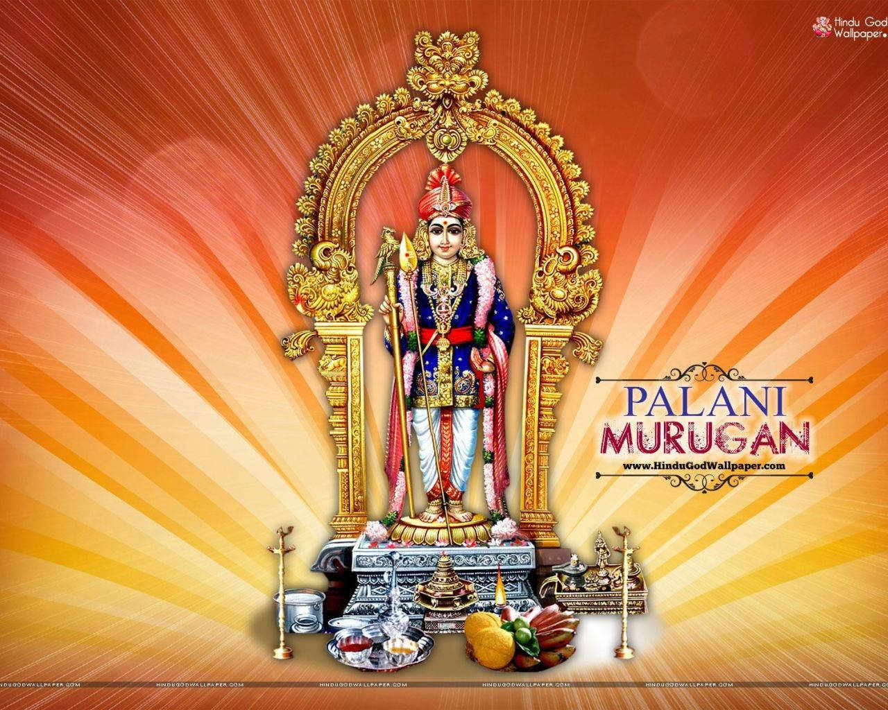 Divine Lord Murugan with Fruit Offerings Wallpaper