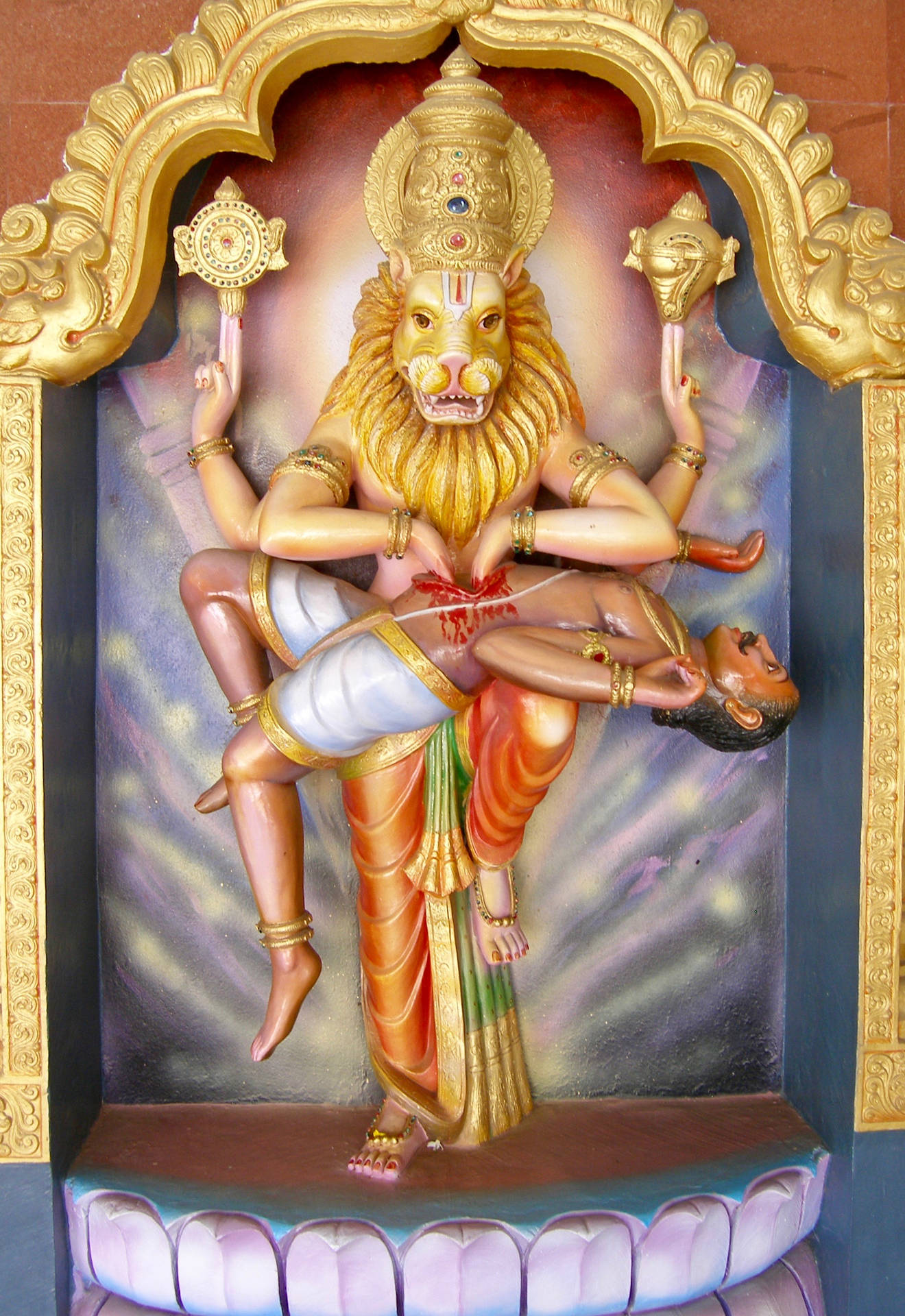 Lordnarasimha Und Hiranyakashipu Wallpaper
