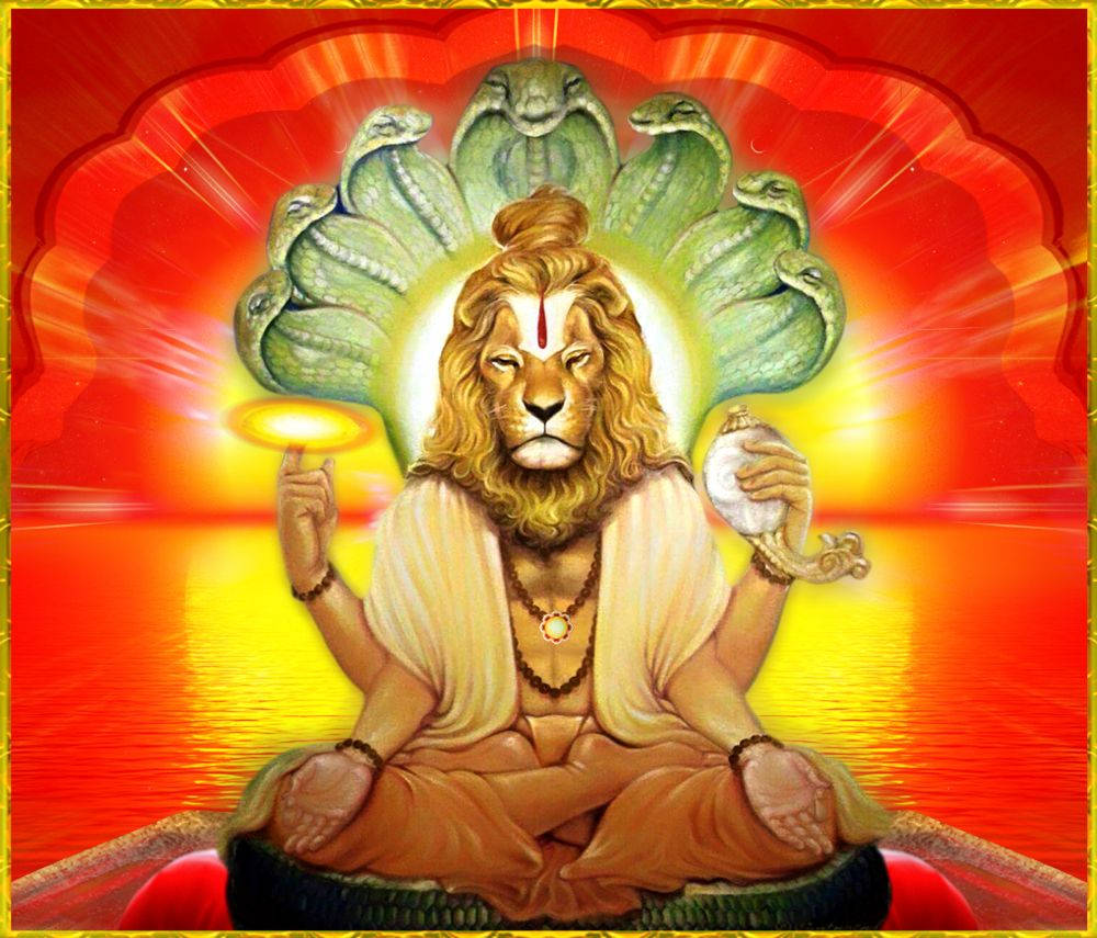 Download Lord Narasimha Lion Head Wallpaper 