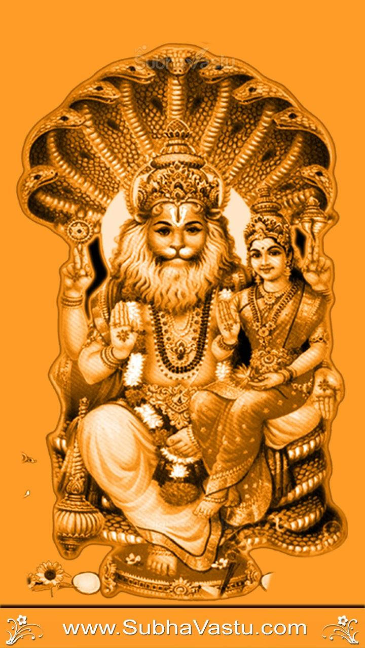 Download Lord Narasimha Orange Aesthetic Wallpaper | Wallpapers.com