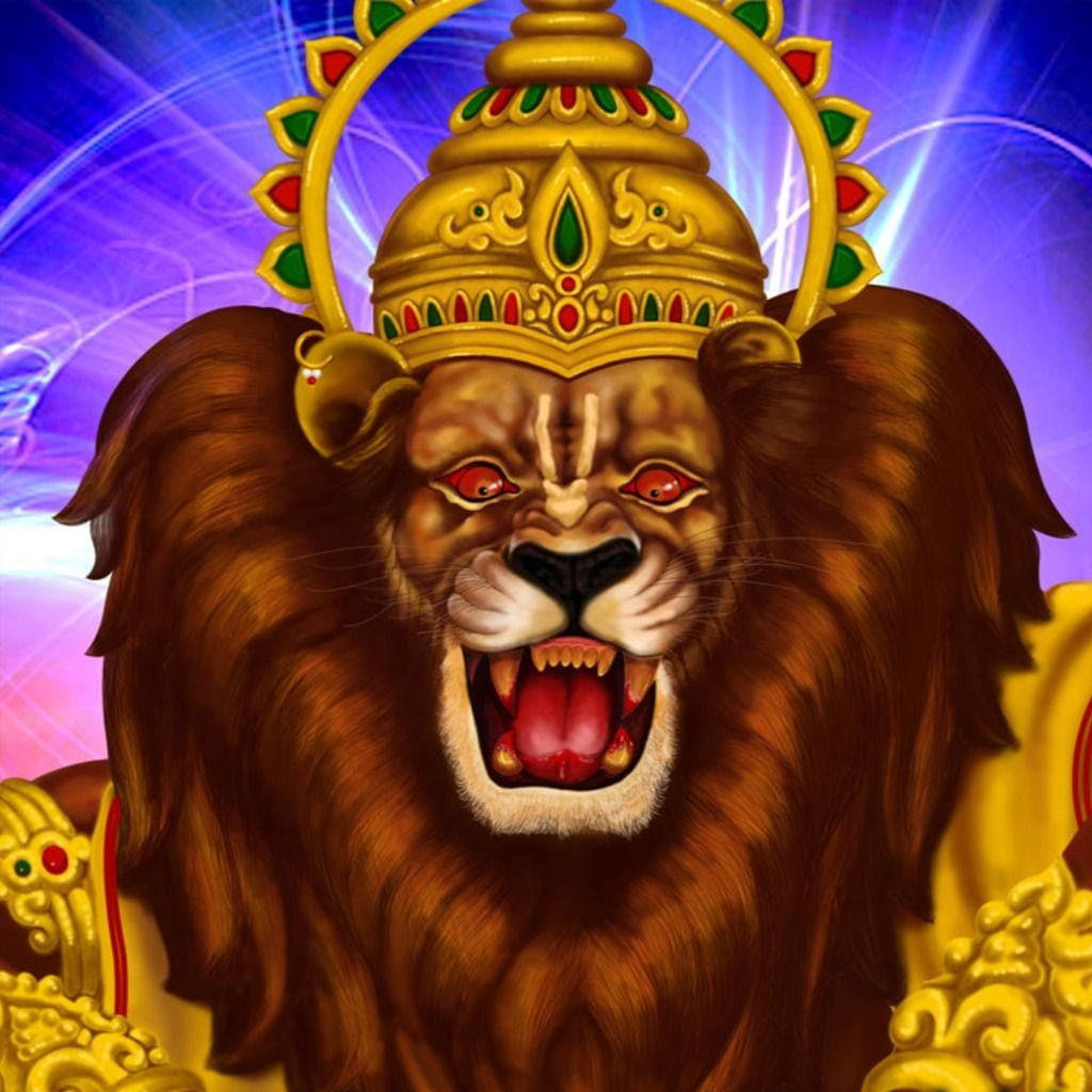 Lord Narasimha Portrait Art Wallpaper