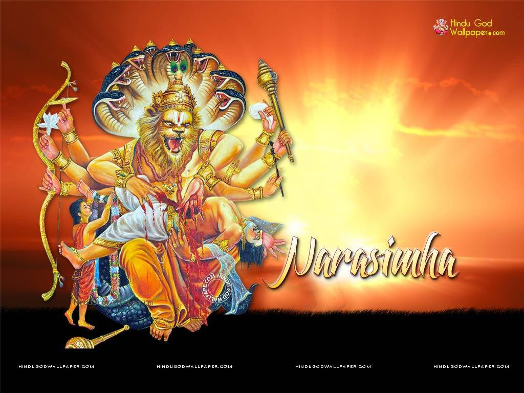 Lord Narasimha Sunset Background