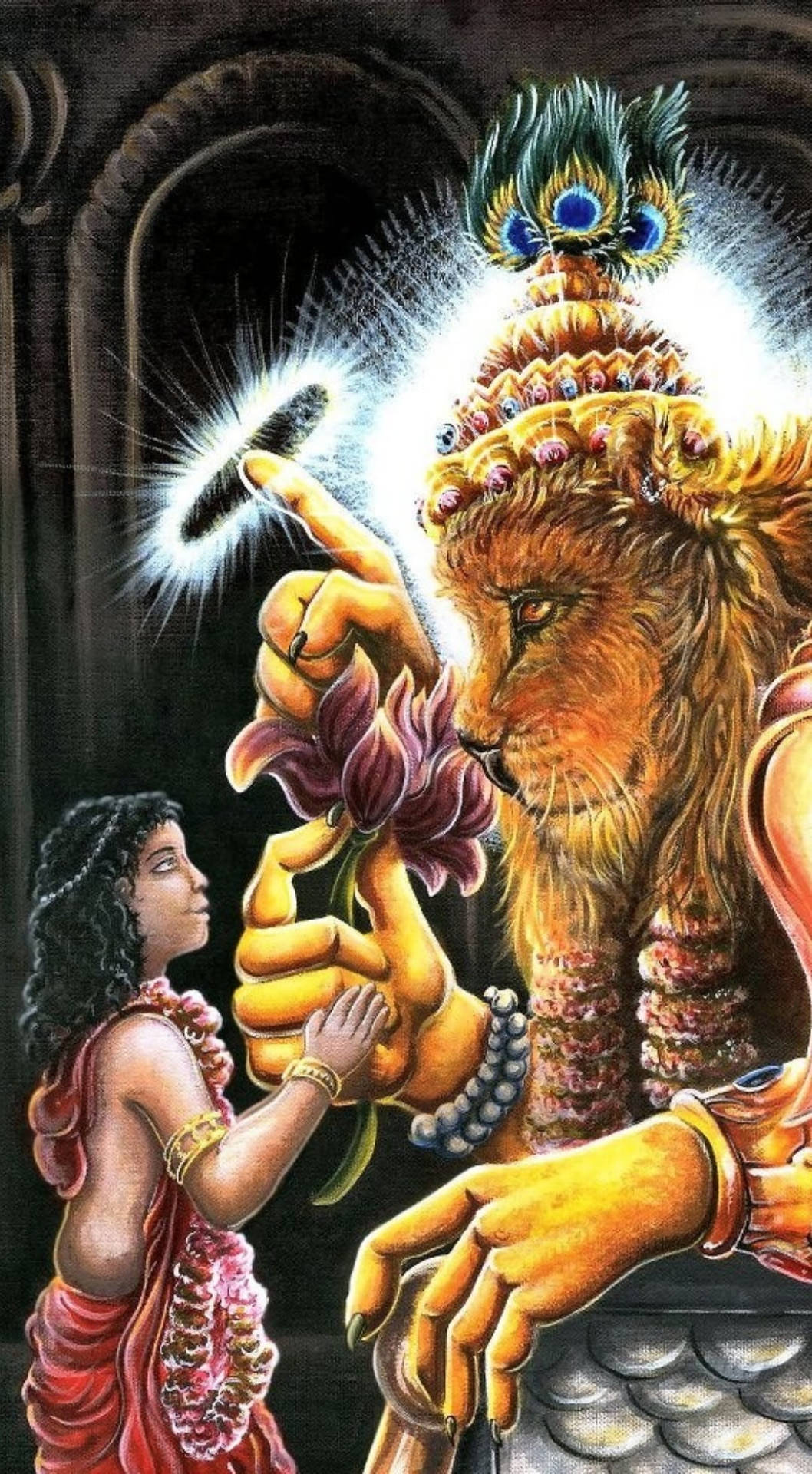 Lord Narasimha With A Child Wallpaper