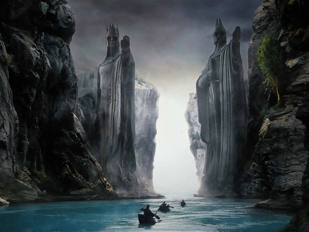 Lord Of The Rings Landskab Båd Scene Wallpaper